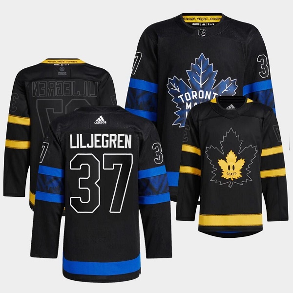 Men's Black Toronto Maple Leafs #37 Timothy Liljegren Alternate Premier Breakaway Reversible Stitched Jersey